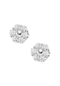 SMART JEWEL® - Ohrstecker Blüte, Zirkonia Steine, Silber 925 - gold