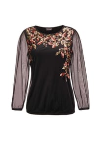 GOLDNER - Kurzgröße:  Shirt mit Paillettenstickerei - schwarz / kupferfarben / gold / gemustert