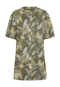 GALERIA - Shirtbluse, Split-Neck, Damen - BLACK LEAF AOP