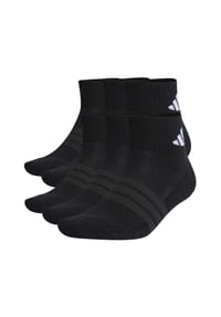 adidas - Unisex Quarter Socken, 6er Pack - Cushioned Essentials Ankle Socks, Logo, gepolstert, einfarbig - Schwarz
