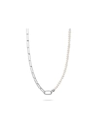 Thomas Sabo - Charm-Kette Paperclip und Perlen mit einem Connect Link - silberfarben