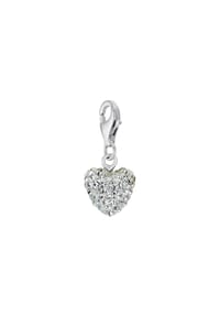 amor - Charm für Damen, 925 Sterling Silber, Kristallglas | Herz - Silber