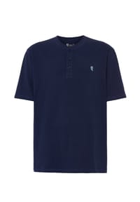 El Búho NOCTURNO® - Herren Pyjamaoberteil, Kurzarm, Baumwolle - marineblau