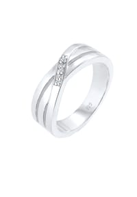 elli. DIAMONDS - Ring Cross Over Verlobung Diamant 0.015 Ct. 925 Silber - Silber