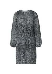comma, - Shirtkleid, Schlüsselloch-Ausschnitt, für Damen - 99A0 GREY/BLACK