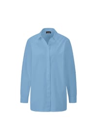 GOLDNER - Kurzgröße:  Baumwollbluse mit Hemdkragen - blau