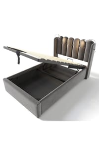 KOMHTOM - Polsterbett 90/200 cm in Grau Samt - Grau