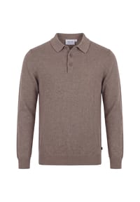 Vercate - Poloshirt, Kaschmirmischung, Langarm, taupe - Dunkelgrau