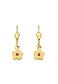 Adelia's - Damen Gold Schmuck 333 Gold Ohrringe  Ohrhänger Blüte mit synthetischer Rubin - rot