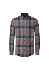 CASAMODA - Herren Freizeithemd kariert Comfort Fit - Orange