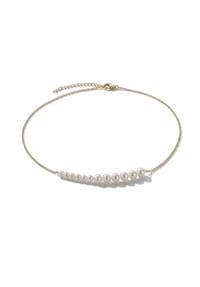 DI PERLE® DI PERLE Schmuckkollektion - Süßwasser Zuchtperlen Halskette Collier aus 925er Silber vergoldet, 40 cm + 5 cm - weiß