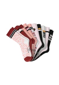 SCHIESSER - Mädchen Socken, 10er Pack - "Legwear Teens", Muster, Baumwolmischung - Rosa/Schwarz/Weiß