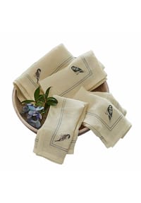 LOBERON - Serviette 4er Set Taralga creme/blau - creme/blau