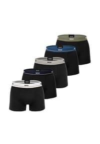 BOSS - Herren Boxershorts, 5er Pack - Essentials Trunks, Logo, Baumwollmischung - Schwarz
