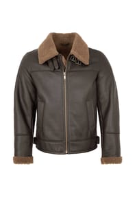 JILANI - Herren Lammfelljacke Lederjacke Lammfell braun - braun
