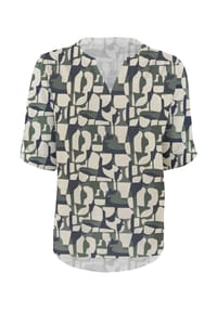 STOOKER® - MARIE  PRINT Damen Shirt 3/4-Arm - blue abstract aop