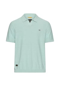 camel active - Meliertes Kurzarm Poloshirt aus Baumwolle - Dunkelblau