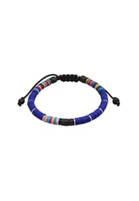 KUZZOÍ - Armband Herren Heishi Glas Beads Textilband 925 Silber - Blau