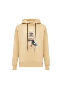 CAT by manii'ta lacitta - Beiger, übergroßer Kapuzenpullover mit Weihnachtskatze - beige