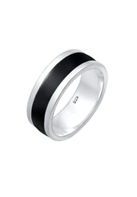 KUZZOÍ - Ring Herren Bandring Basic Geo Emaille Casual 925 Silber - Blau