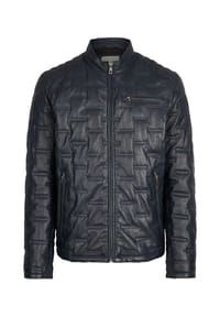 bugatti - Lederjacke BUSANDRO mit Stehkragen - Dunkelblau