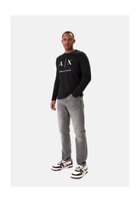 ARMANI EXCHANGE - Herren Langarmshirt - Longsleeve, Rundhals, Logo, Baumwolle - Dunkelblau