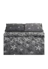 COFI - Fleece Bettwäsche mit Sternenmuster in Grau Kuschelig und Weich - Grau 135x200 cm
