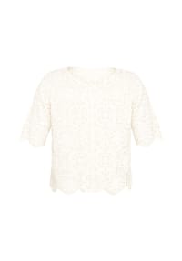 BETTY & CO - Lochstrick-Pullover mit U-Boot-Ausschnitt - Rohweiß