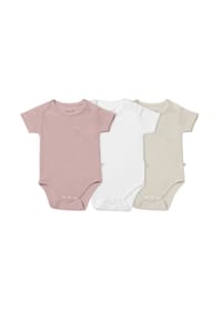 biorganic - Baby-Kurzarmbody, 3 Stück Baby, Wafflemuster, Bio-Baumwolle,Unisex - Ecru/Green/Lightmocha