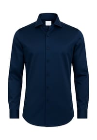 Vercate - Bügelfrei Businesshemd, Satin, Slim Fit, Langarm, für Herren - navy