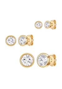 Rafaela Donata - Damen Set (Ohrringe 3er) aus 925/- Sterling Silber in Gelbgold mit verziert mit Kristallen von Swarovski® - gelbgold