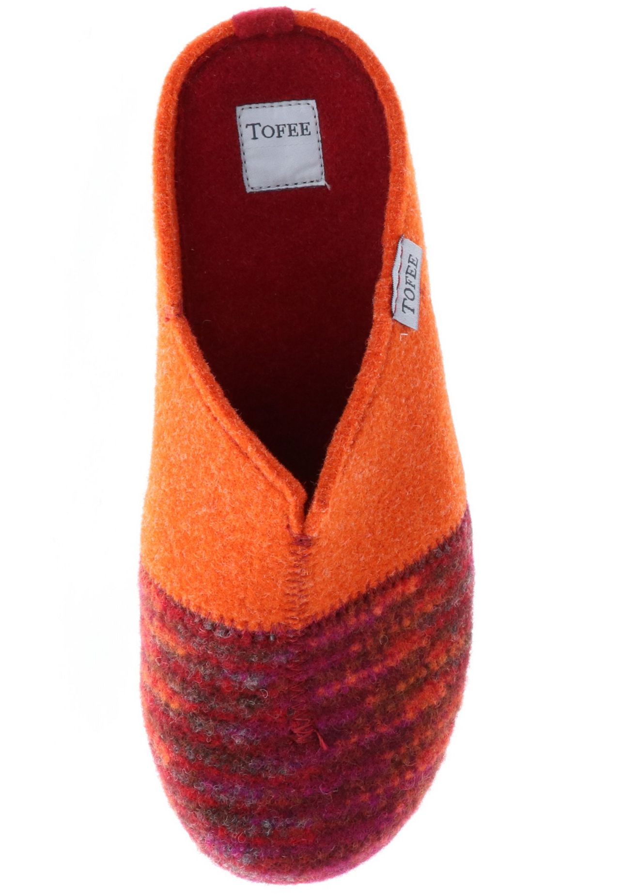 Damen Schuhe Tofee Damen Hausschuhe Slipper Pantoffeln Pantoletten Naturwollfilz orange/mehrfarbig