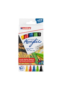 edding® - Acrylmarker "Medium", 5er-Set - 999 MEHRFARBIG, mehrfarbig