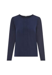 olsen - Shirt mit Materialmix aus Jersey und Crepe - Ink Blue
