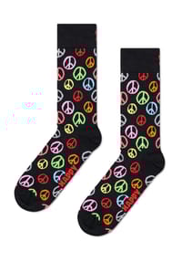 HAPPY SOCKS - Socken "Peace", Rippbündchen - 9000 BLACK