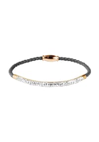 Adelia's Bold Style - Armband – Lederarmband aus Leder mit Strass Steinchen 19 cm - grau