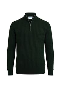 Vercate - Half Zip Pullover, Zopfmuster, dunkelgrün - Schwarz