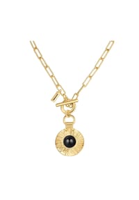 YOKOAMii - Damen Kette aus Metall-Legierung in Gelbgold mit Achat - gelbgold