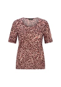 GOLDNER - Viskoseshirt mit abstraktem Floraldruck - rostrot / koralle / gemustert