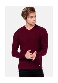 CIPO & BAXX® - Pullover mit Karomuster, CP-169 - bordeaux