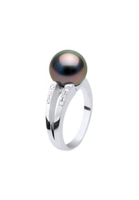 Pearls & Colors - Ring, Weißgold mit Diamanten und Tahiti-Perle - Weißgold/Tahiti Color
