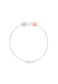 Pearls & Colors - Armband mit drei barocken farbigen Perlen, 8-9 mm - Silber/Multi-Farbe