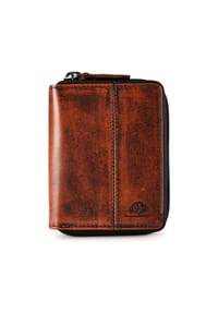 GREEN BURRY Destressed - Destressed Geldbörse RFID Schutz Leder 10.5 cm - deep red