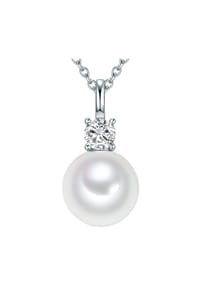 Luluandjane - Damen Kette aus 925/- Sterling Silber in Silber mit Zirkonia und Muschelkernperle - silber