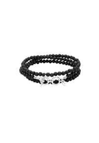KUZZOÍ - Armband Lavaperlen Schwarz 925 Sterling Silber - Schwarz