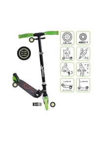 muuwmi - Lights Aluminium Scooter GLOW 145 mm, mit Leuchtrollen und Glow-Effekt - schwarz