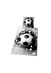 HERDING - Bettwäsche 3D Fußball - SCHWARZ, WEIß