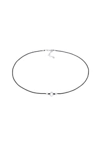 elli. - Halskette Choker Nylon Kleeblatt Glück Bead 925 Silber - Gold