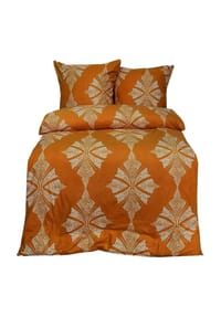 COFI - 2tlg. Fleece Bettwäsche 135 x 200 cm mit Reißverschluss - Orange gemustert