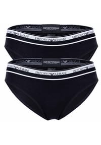 EMPORIO ARMANI - Damen Slip, 2er Pack - ICON LOGOBAND, Briefs, Cotton Stretch - Marine